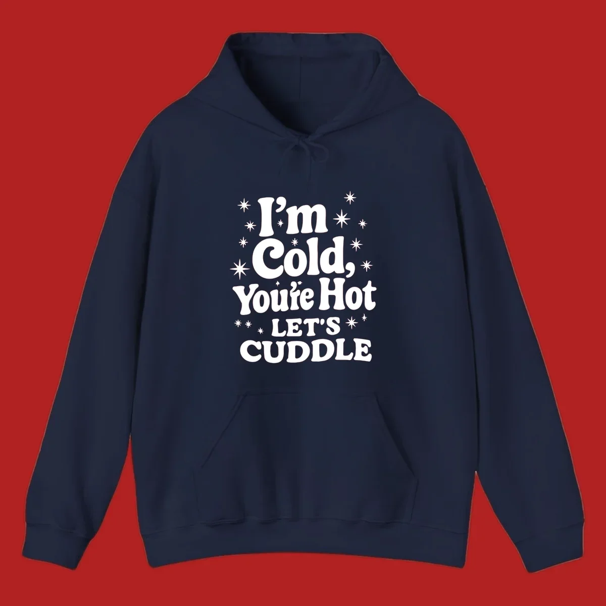 Lets cuddle cold hot typography with stars design.