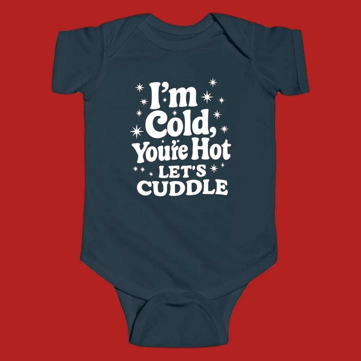 Lets cuddle cold hot typography with stars design.
