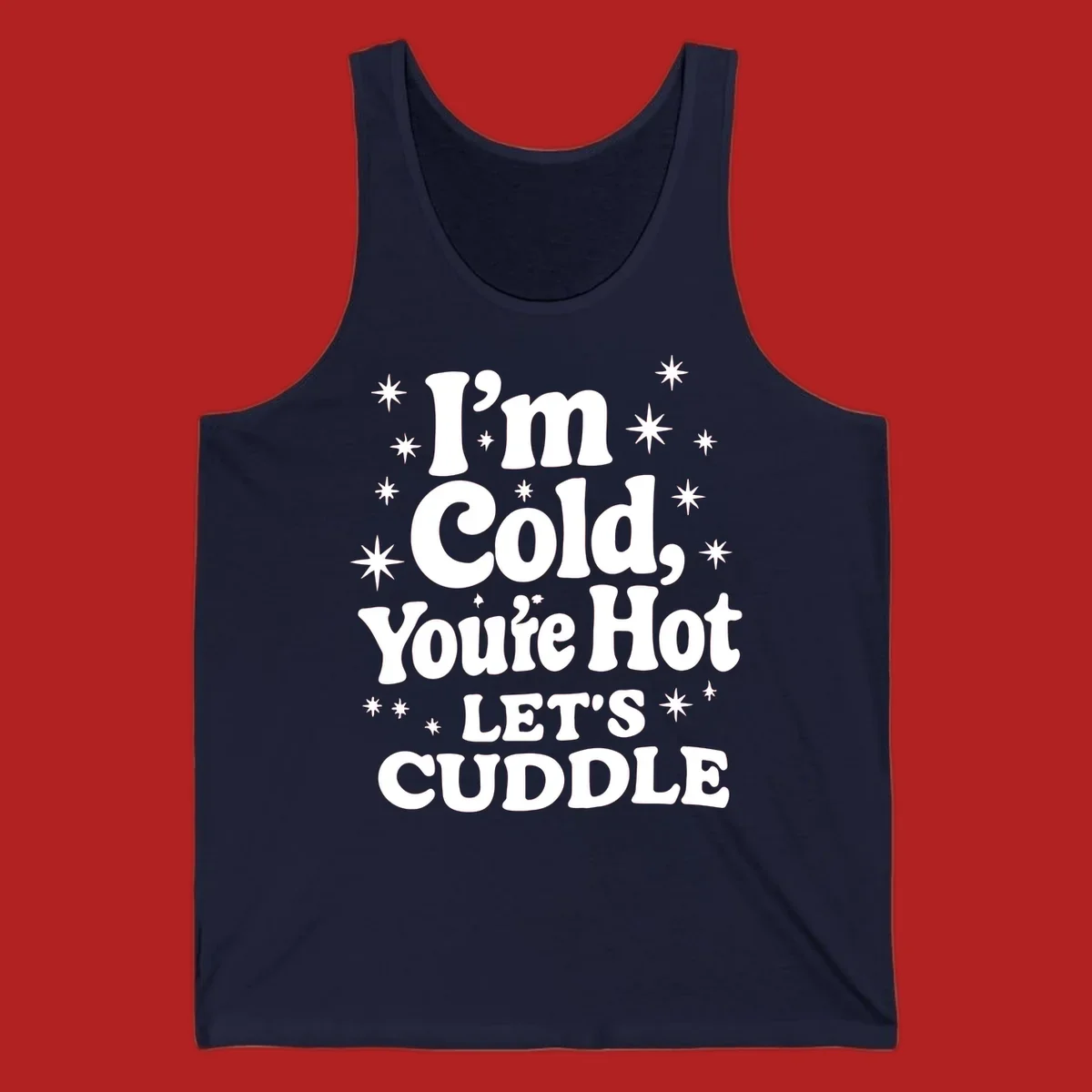 Lets cuddle cold hot typography with stars design.