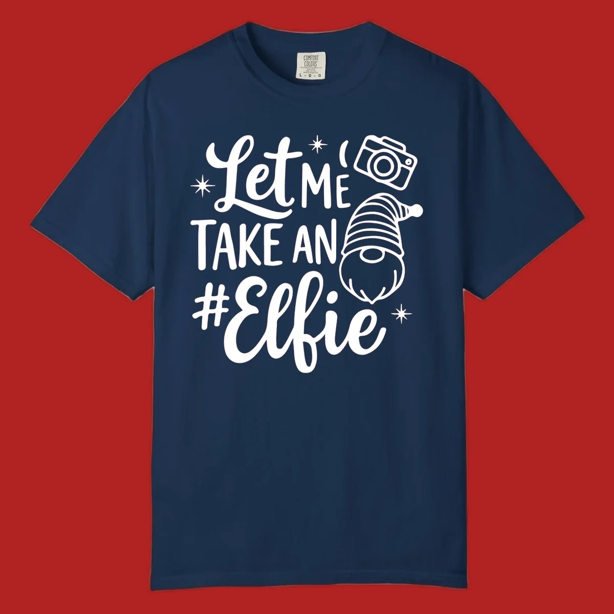 Christmas elf selfie gnome with camera holiday design