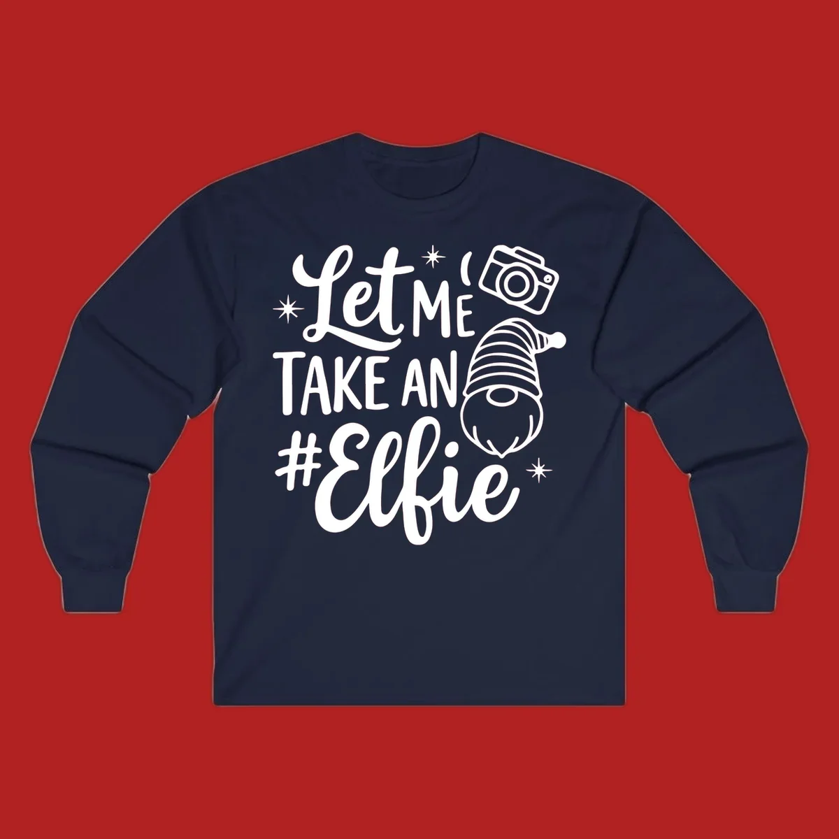 Christmas elf selfie gnome with camera holiday design