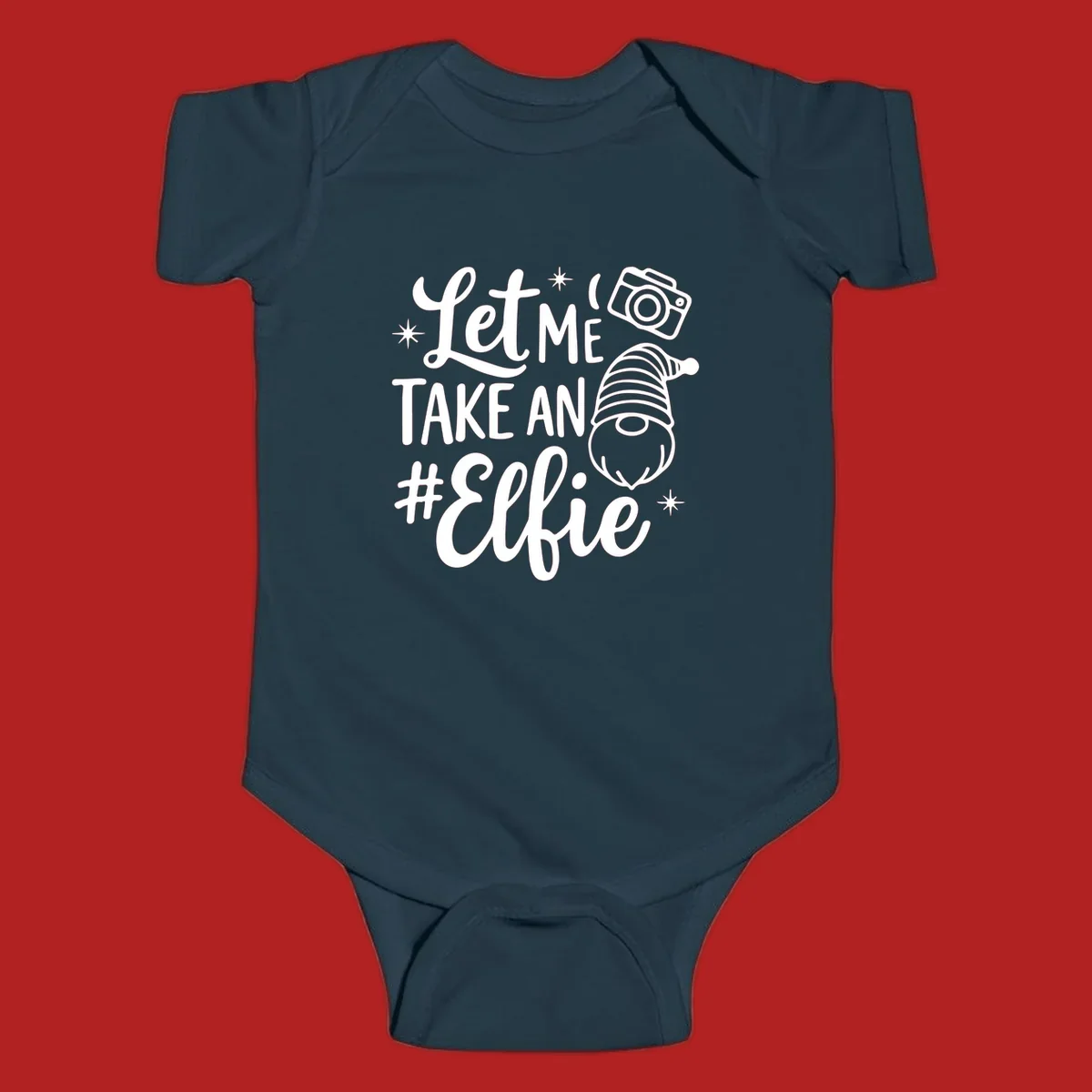 Christmas elf selfie gnome with camera holiday design