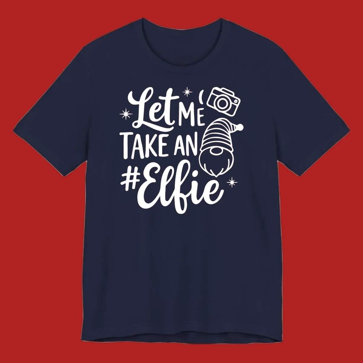 Christmas elf selfie gnome with camera holiday design