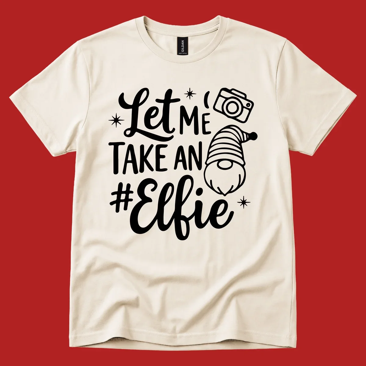 Christmas elf selfie gnome with camera holiday design