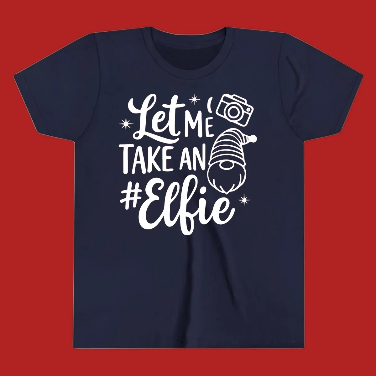 Christmas elf selfie gnome with camera holiday design