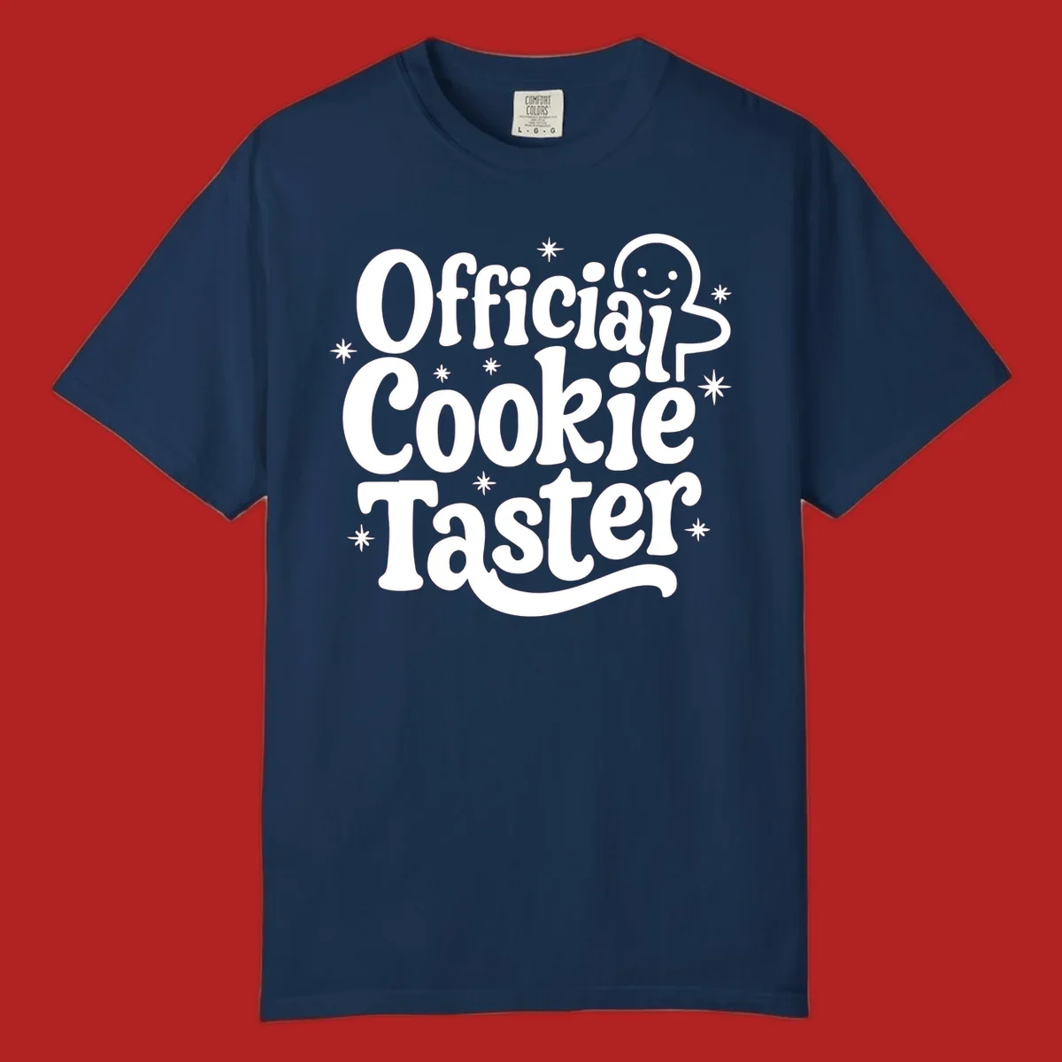 Official Cookie Taster gingerbread man design with stars