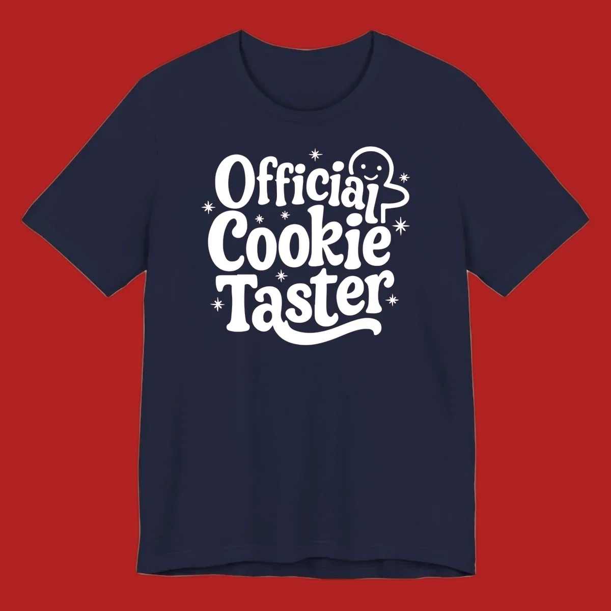 Official Cookie Taster gingerbread man design with stars