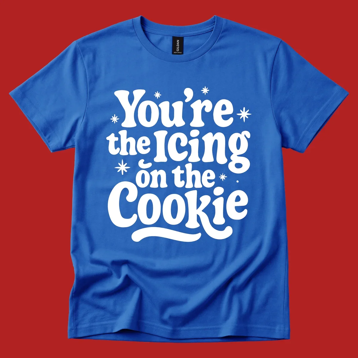 Retro typography design with stars that reads "You're the Icing on the Cookie".