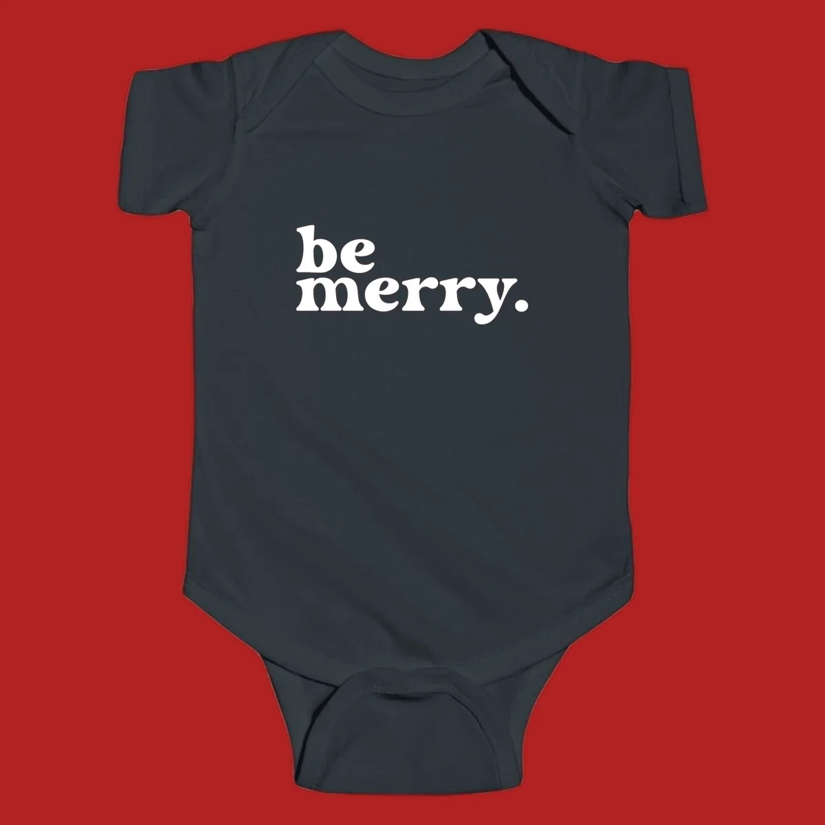 White retro typography saying 'be merry.' on a black background, perfect for the holiday season.