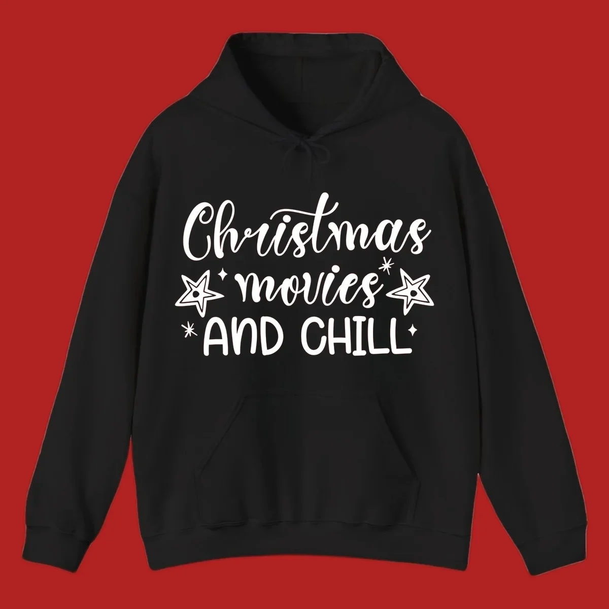 Christmas Movies And Chill text with stars