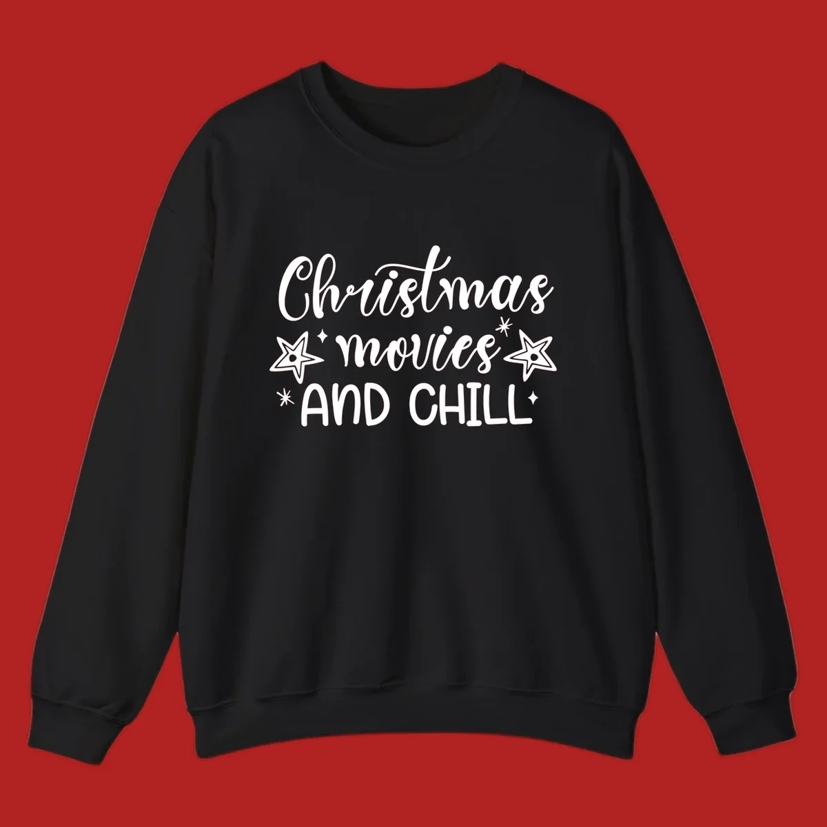 Christmas Movies And Chill text with stars