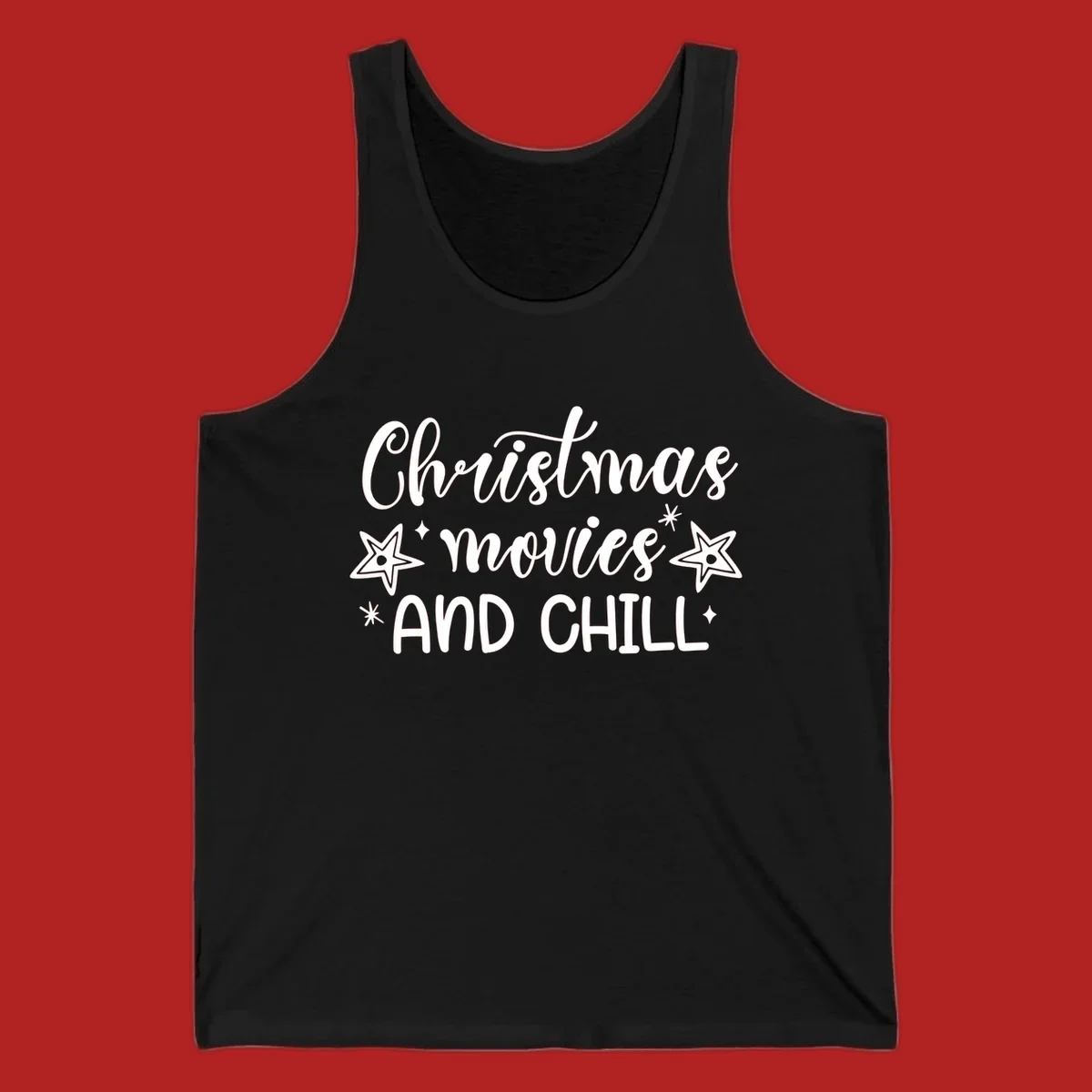 Christmas Movies And Chill text with stars
