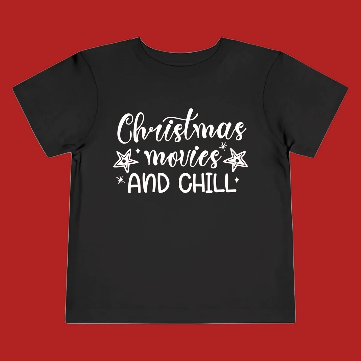 Christmas Movies And Chill text with stars