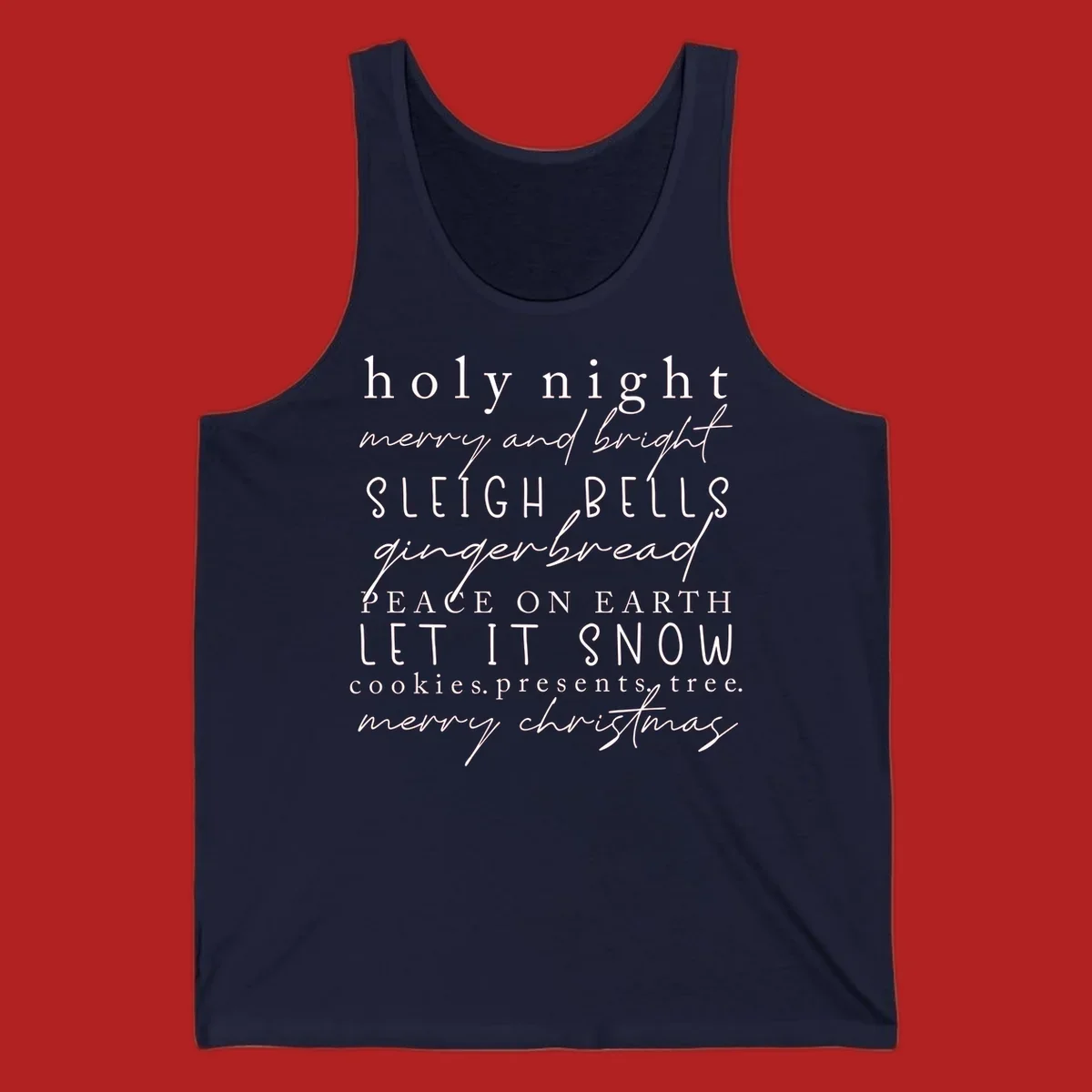 Christmas phrase typography design with words like 'holy night' and 'merry christmas'.