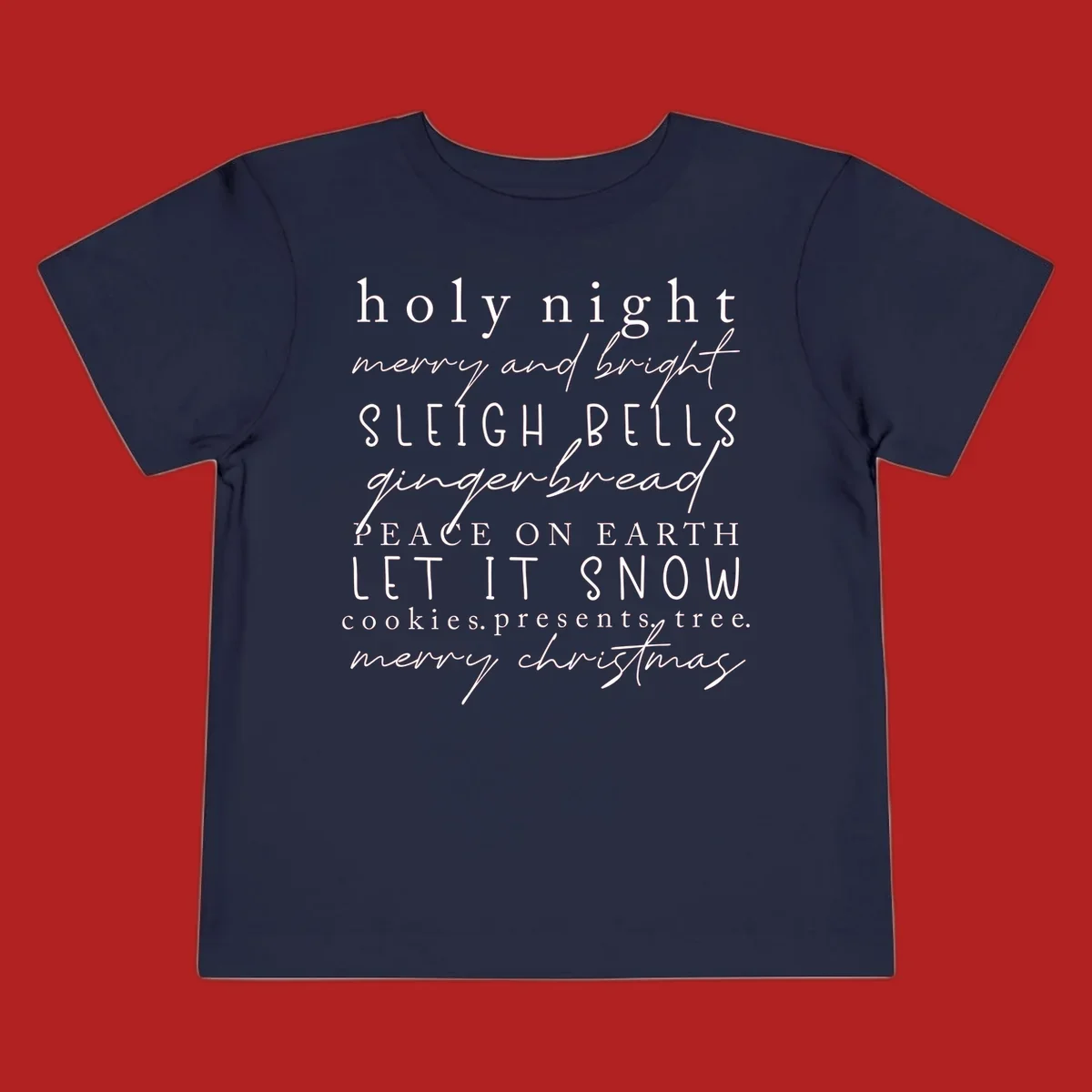Christmas phrase typography design with words like 'holy night' and 'merry christmas'.