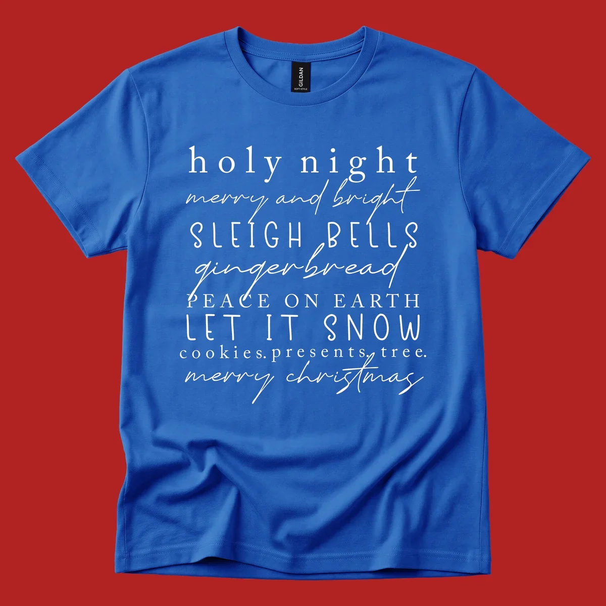 Christmas phrase typography design with words like 'holy night' and 'merry christmas'.