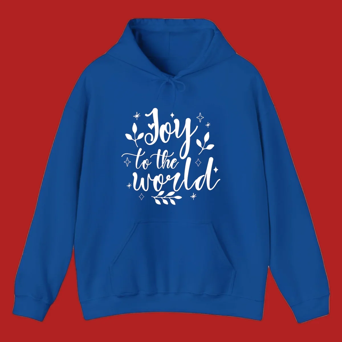 Joy to the world Christmas lettering with stars and leaves.