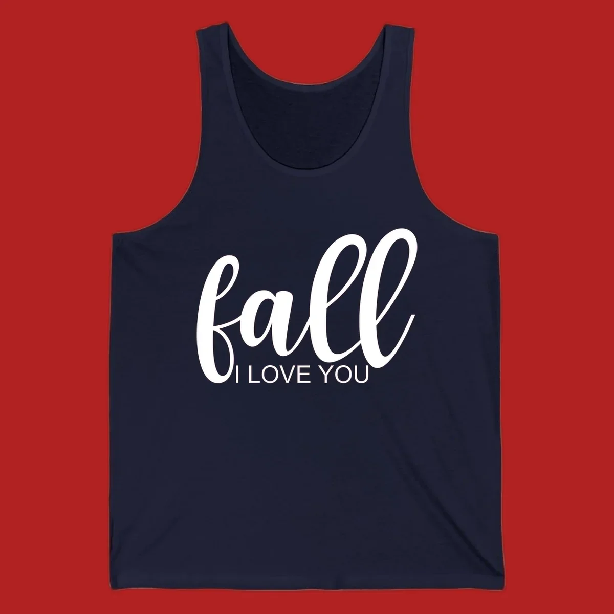 Fall I Love You script and text design on a black background.