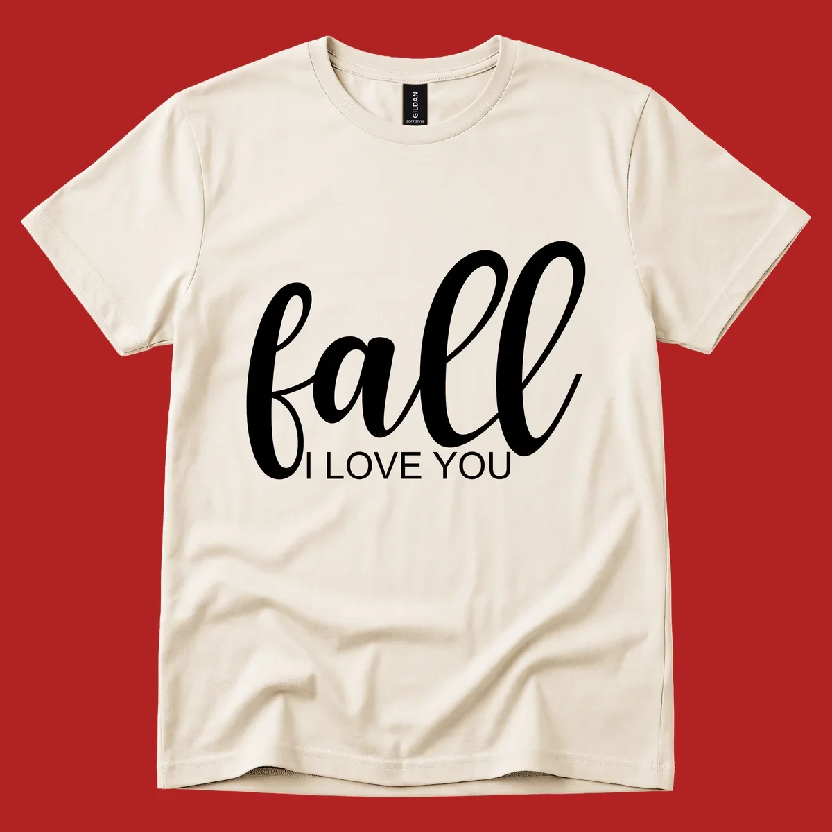 Fall I Love You script and text design on a black background.