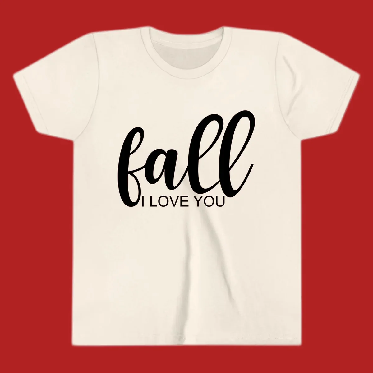 Fall I Love You script and text design on a black background.
