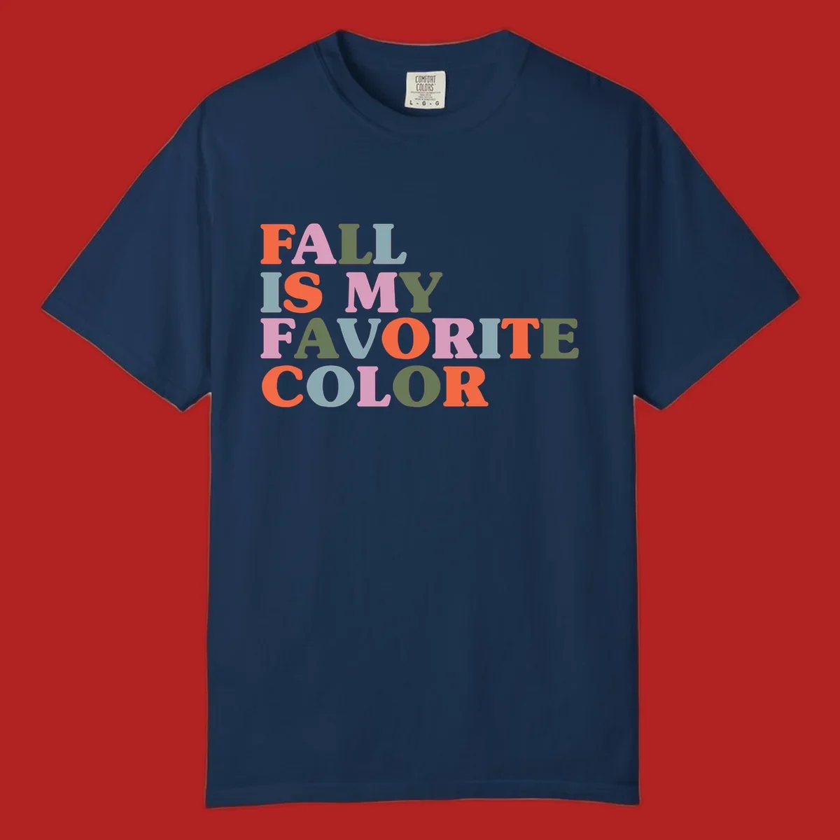 Fall is my favorite color typography design with retro lettering in warm fall colors.