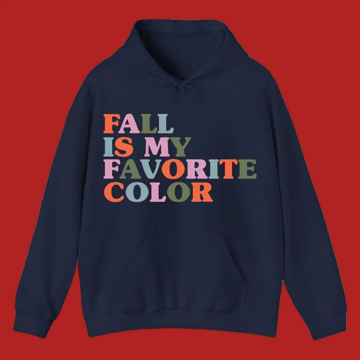 Fall is my favorite color typography design with retro lettering in warm fall colors.