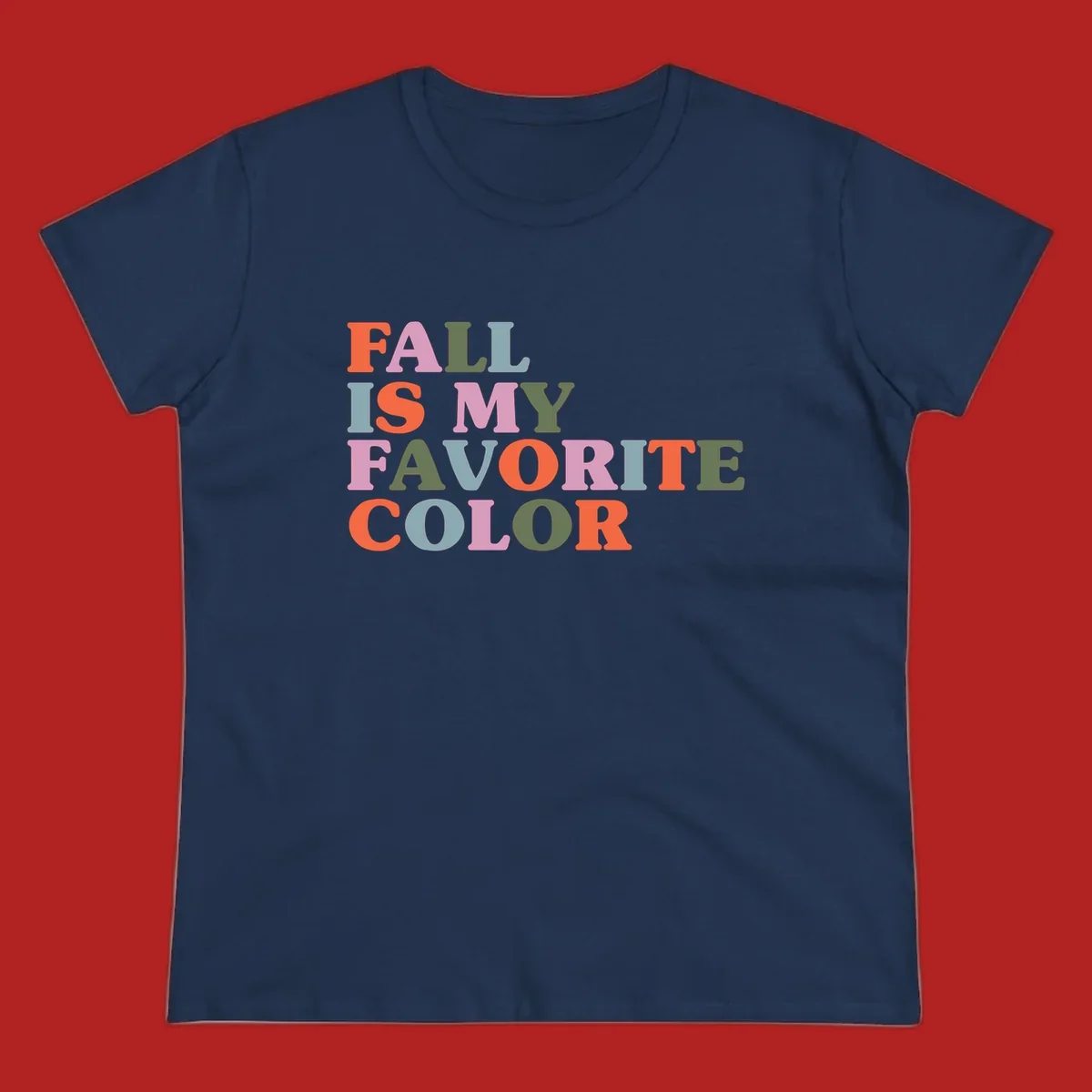 Fall is my favorite color typography design with retro lettering in warm fall colors.