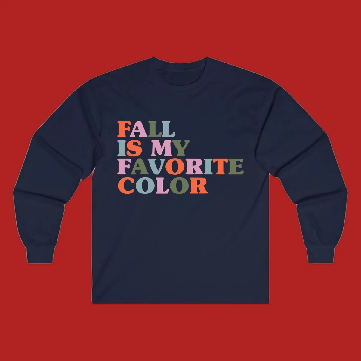 Fall is my favorite color typography design with retro lettering in warm fall colors.