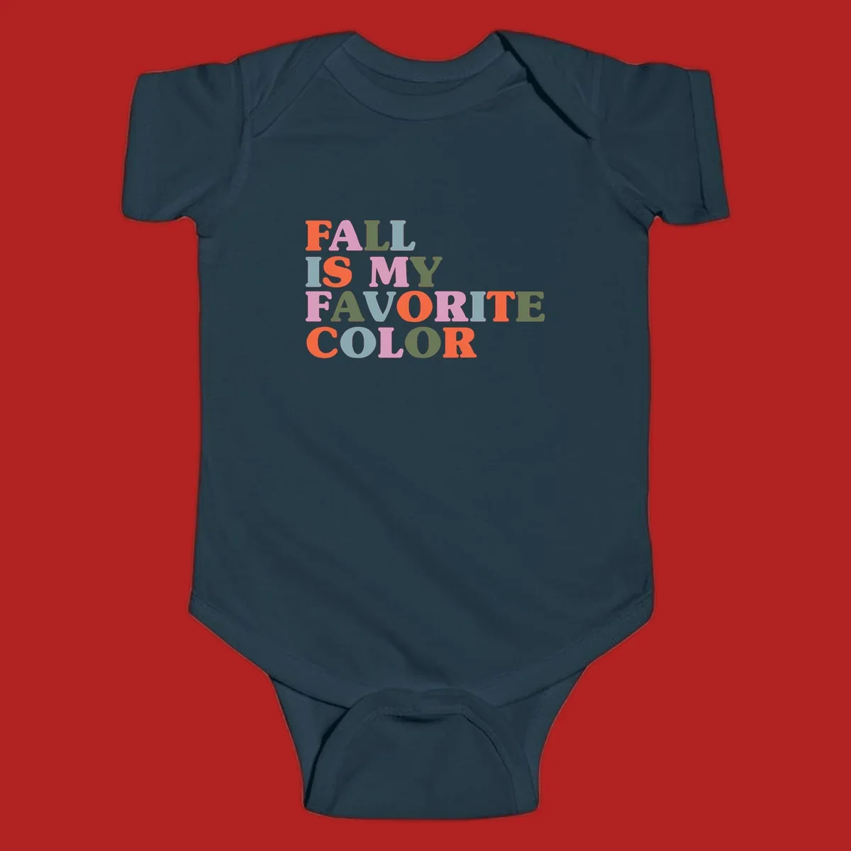 Fall is my favorite color typography design with retro lettering in warm fall colors.