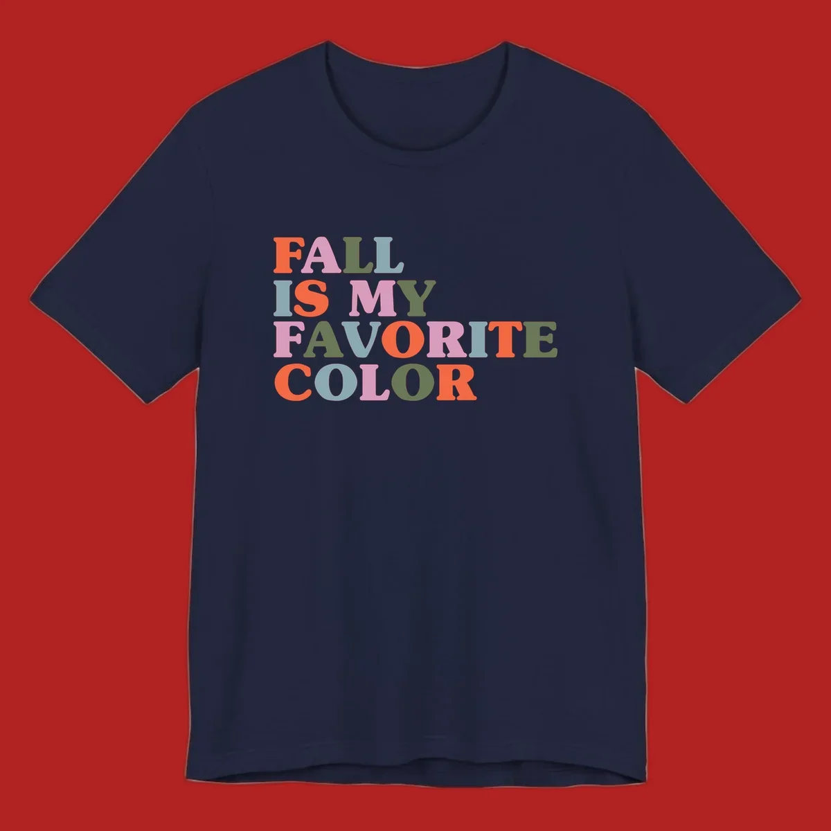 Fall is my favorite color typography design with retro lettering in warm fall colors.