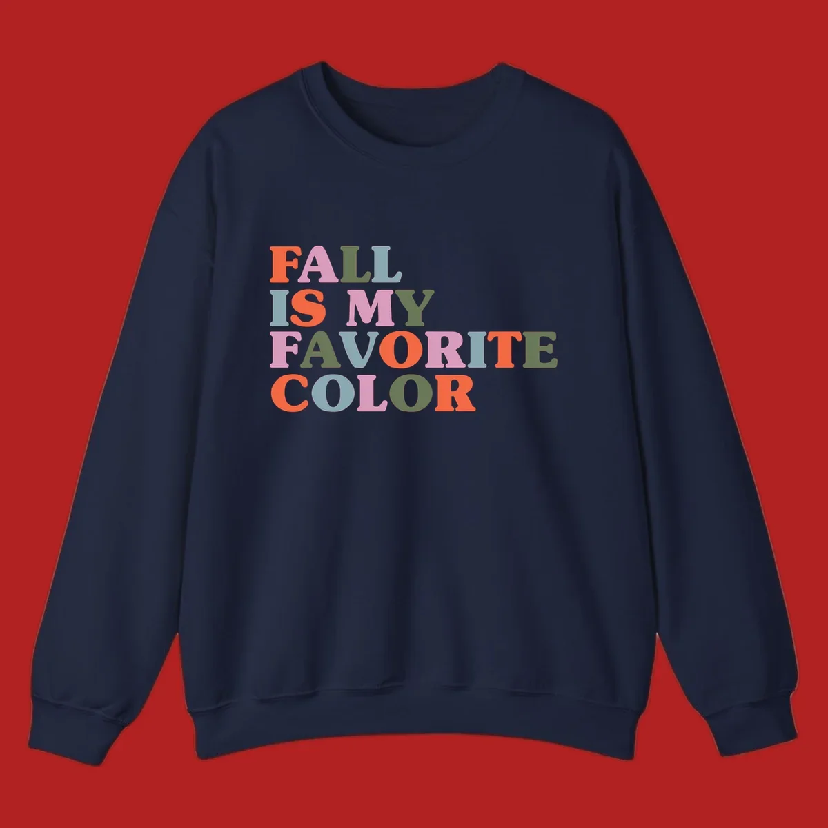 Fall is my favorite color typography design with retro lettering in warm fall colors.