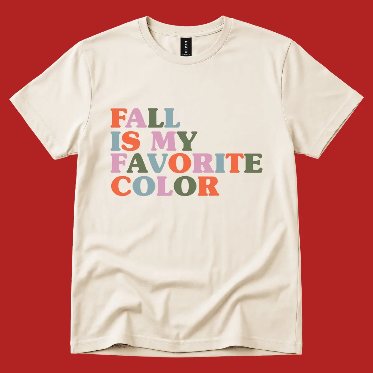 Fall is my favorite color typography design with retro lettering in warm fall colors.