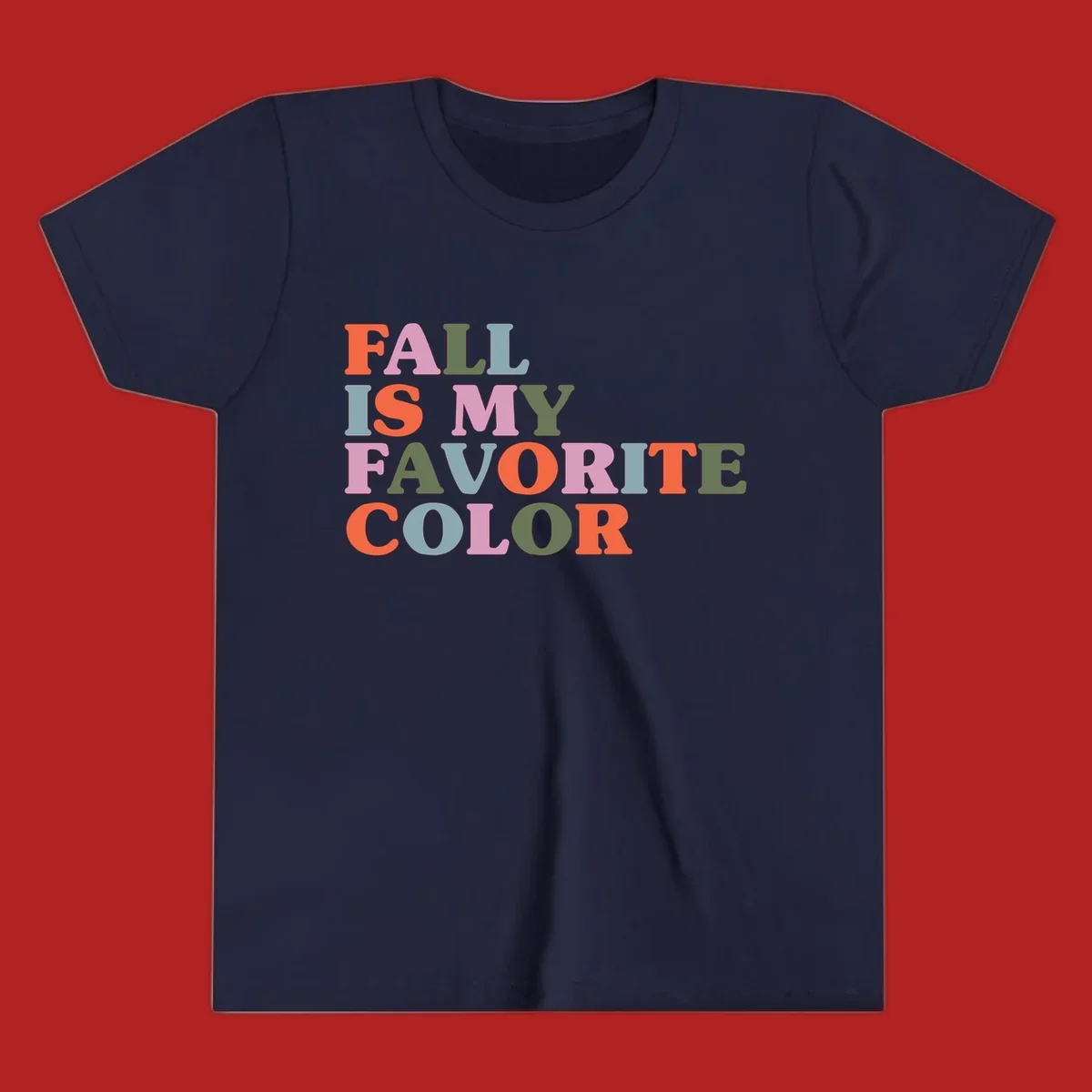 Fall is my favorite color typography design with retro lettering in warm fall colors.