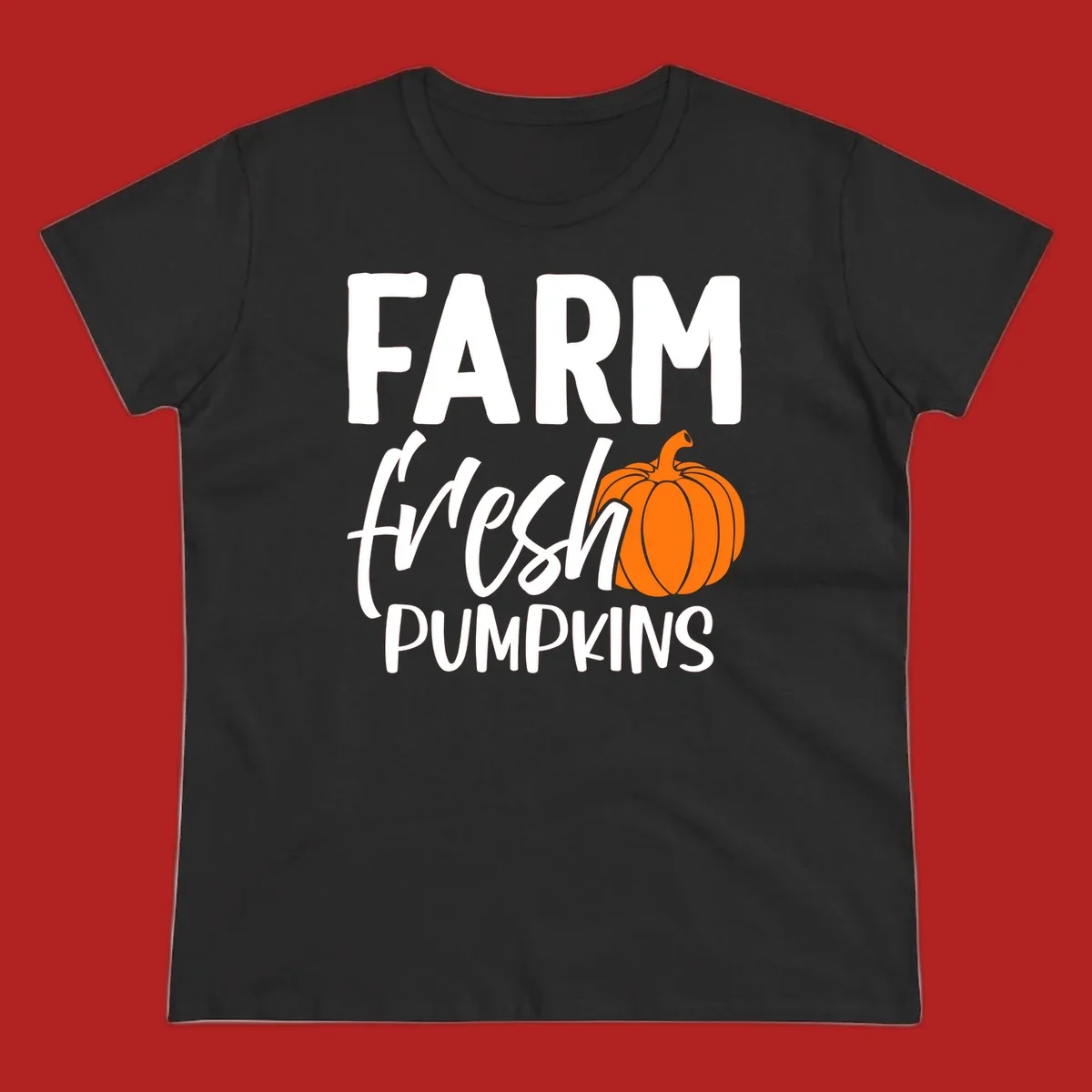 Farm fresh pumpkins text with illustration. Primary keyword root: farm-fresh-pumpkin.