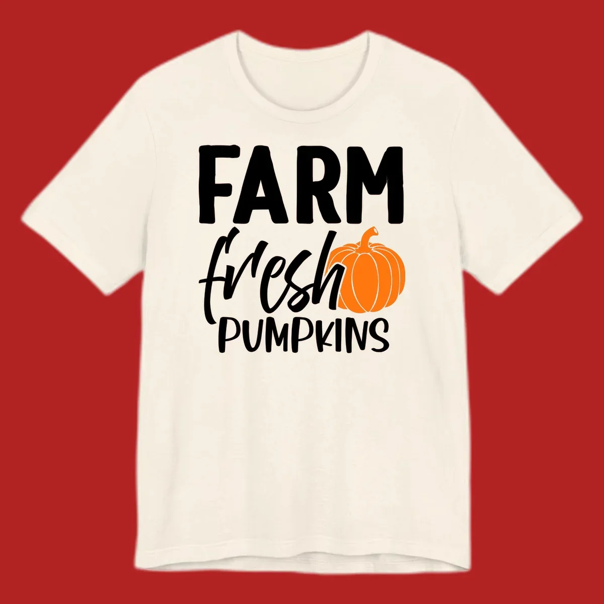 Farm fresh pumpkins text with illustration. Primary keyword root: farm-fresh-pumpkin.