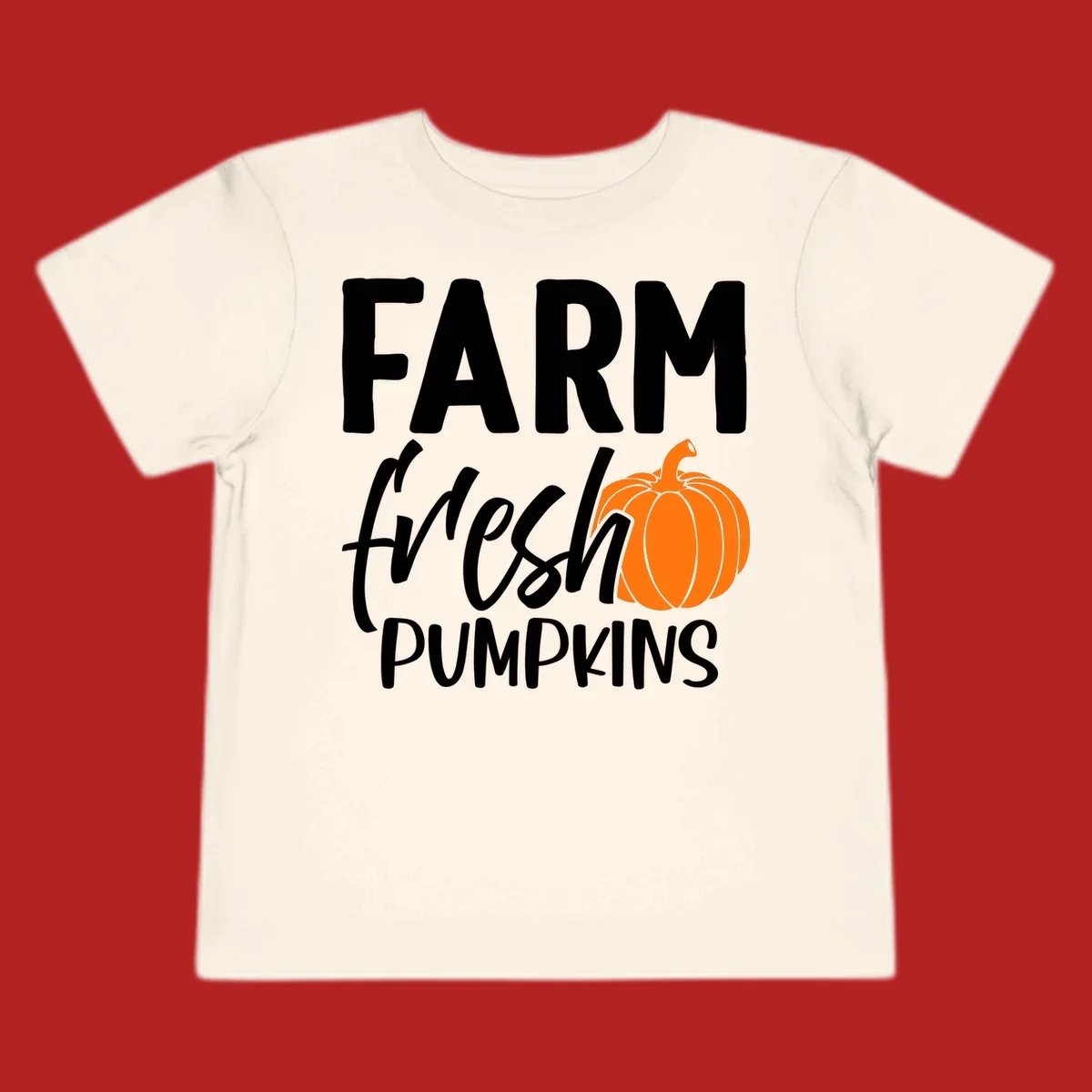 Farm fresh pumpkins text with illustration. Primary keyword root: farm-fresh-pumpkin.
