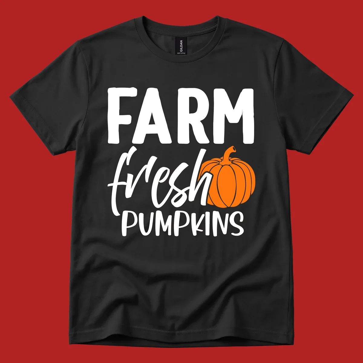 Farm fresh pumpkins text with illustration. Primary keyword root: farm-fresh-pumpkin.
