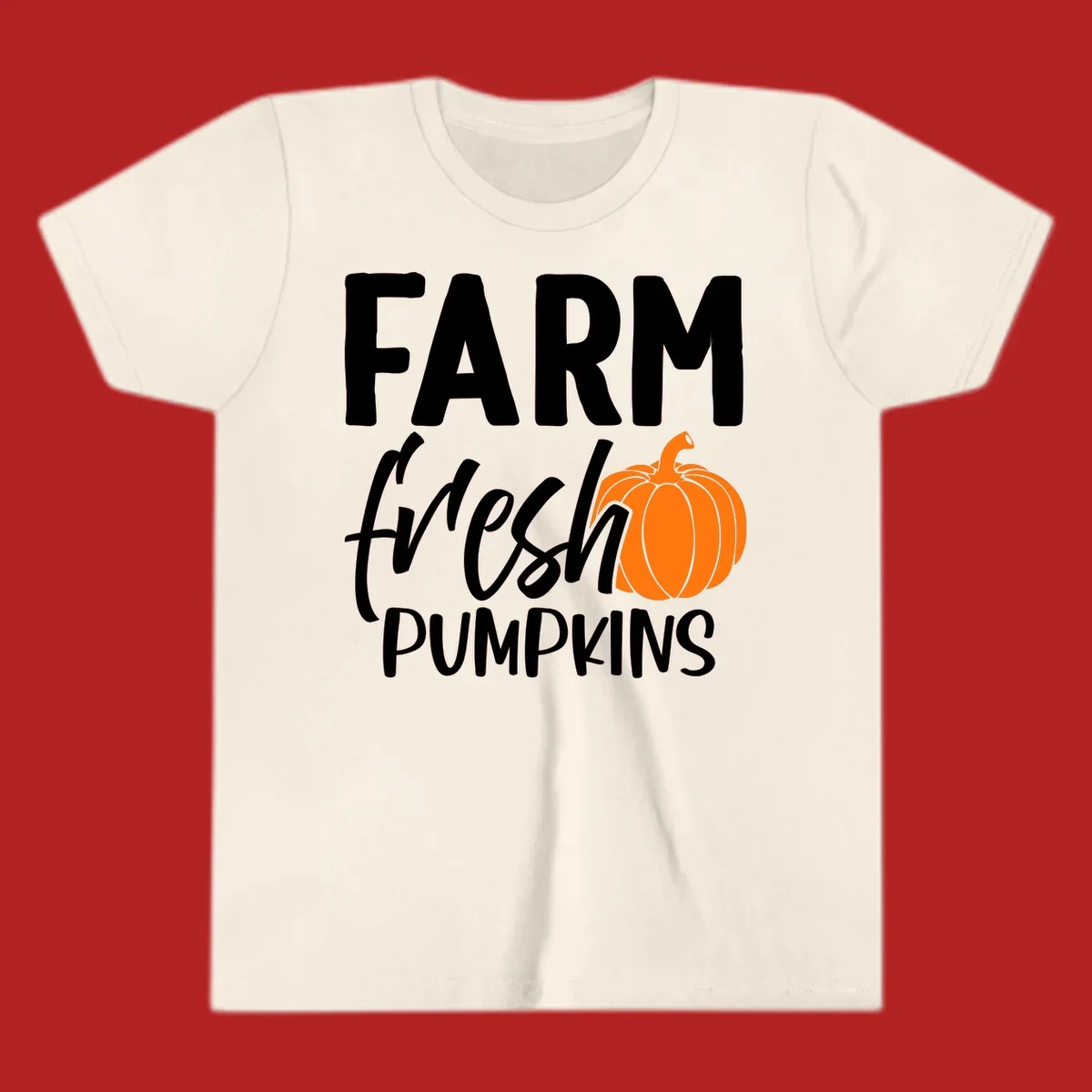 Farm fresh pumpkins text with illustration. Primary keyword root: farm-fresh-pumpkin.