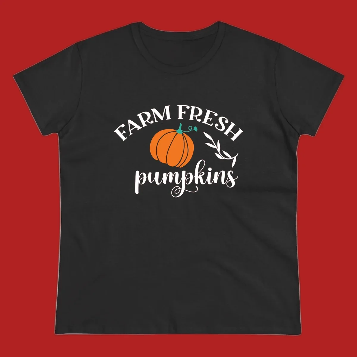 Farm fresh pumpkins fall harvest text and pumpkin graphic