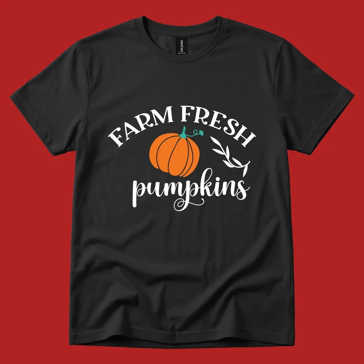 Farm fresh pumpkins fall harvest text and pumpkin graphic
