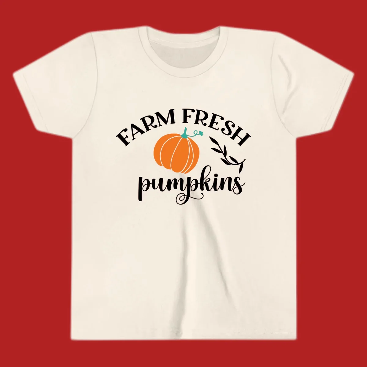 Farm fresh pumpkins fall harvest text and pumpkin graphic