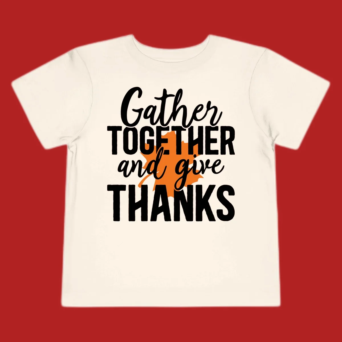 Thanksgiving gather together and give thanks leaf design.