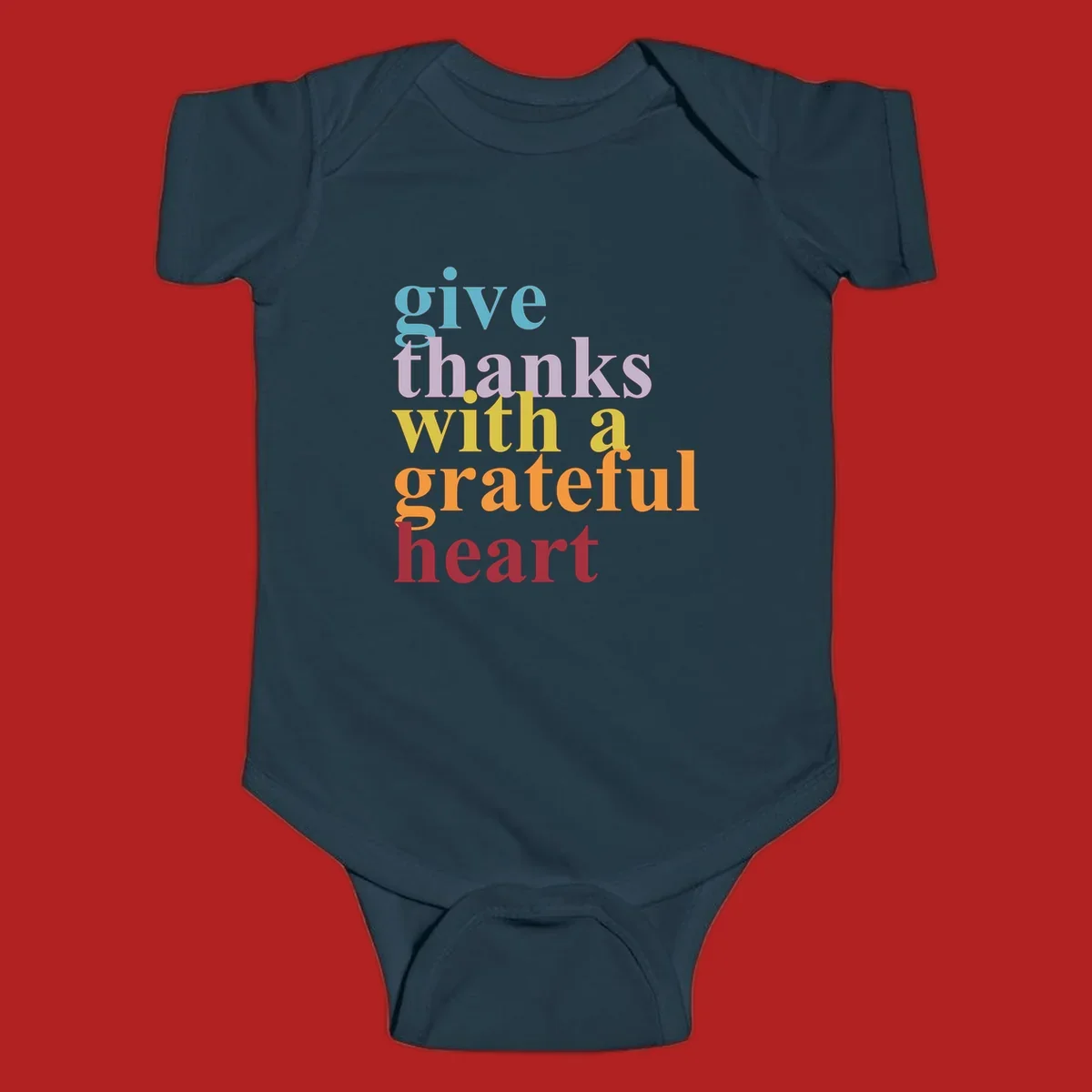Give thanks with a grateful heart colorful typography design