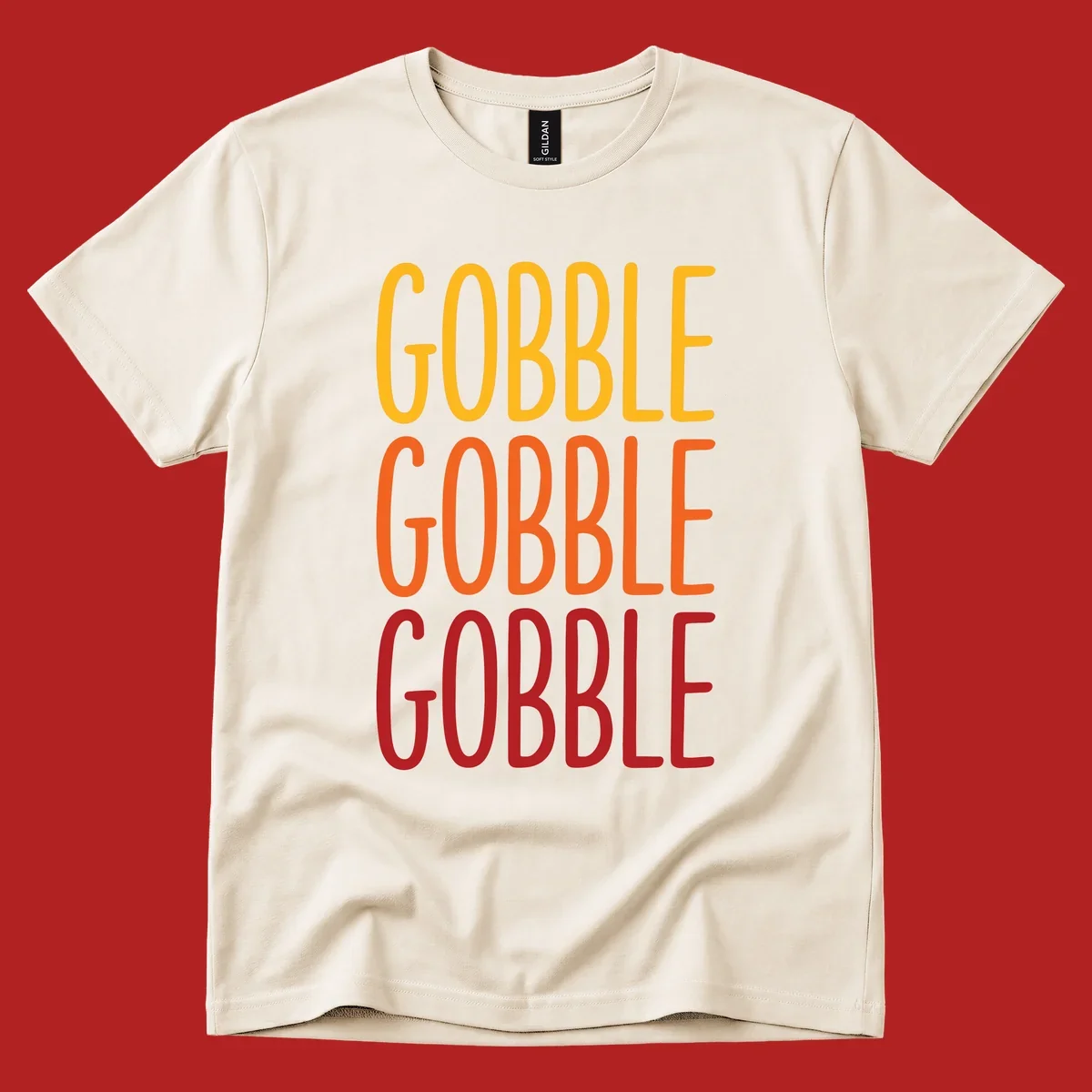 Gobble Gobble Thanksgiving Text Design in warm fall colors.