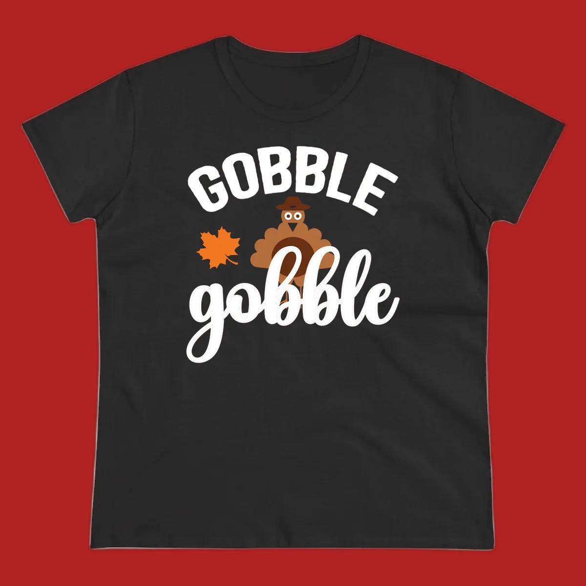 Gobble Gobble Thanksgiving Turkey Design with text and illustrations.