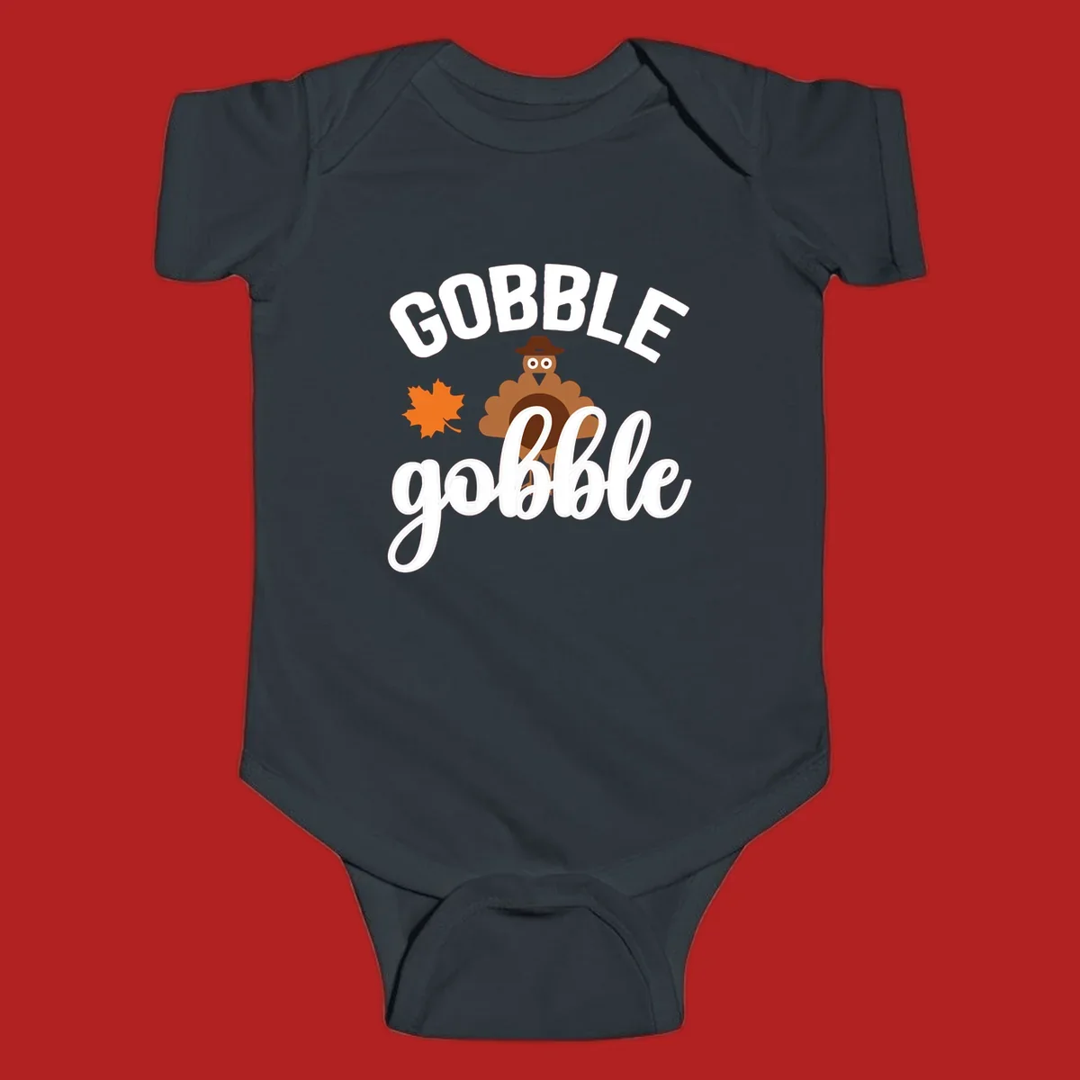 Gobble Gobble Thanksgiving Turkey Design with text and illustrations.
