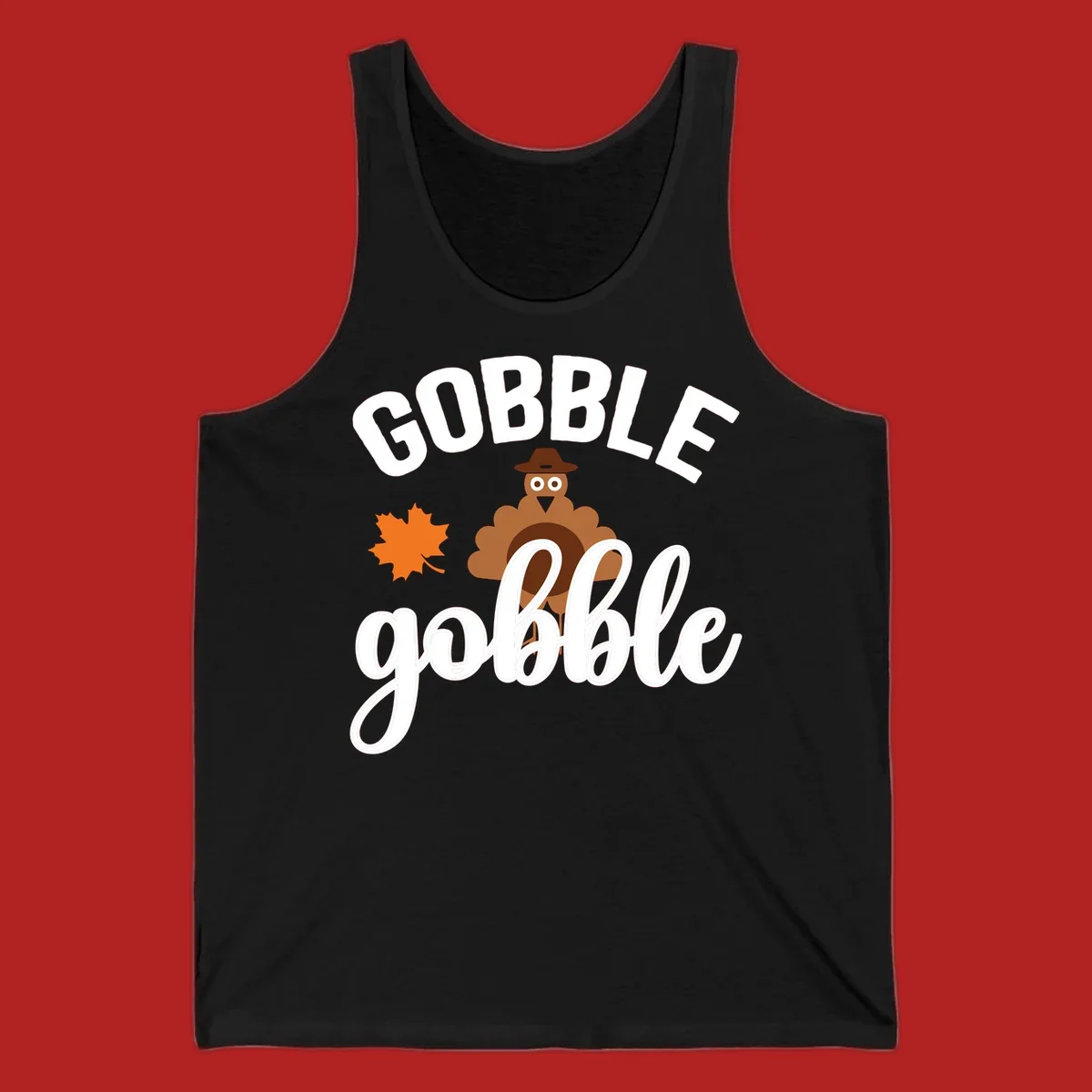 Gobble Gobble Thanksgiving Turkey Design with text and illustrations.