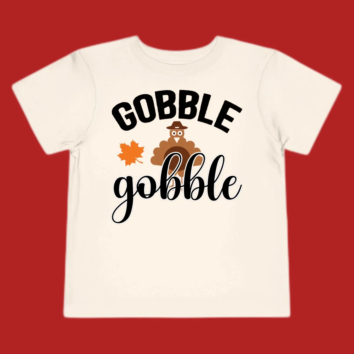 Gobble Gobble Thanksgiving Turkey Design with text and illustrations.