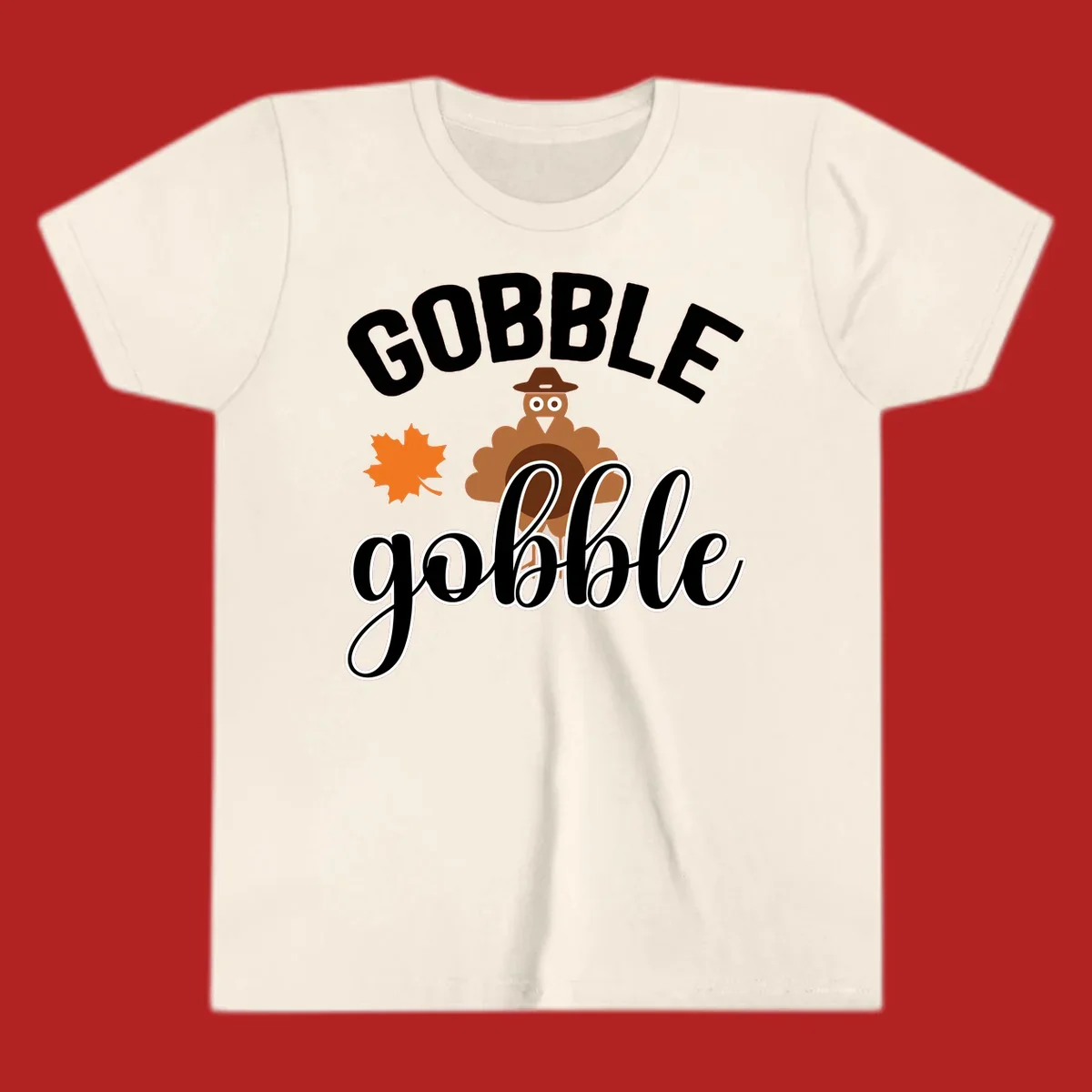 Gobble Gobble Thanksgiving Turkey Design with text and illustrations.