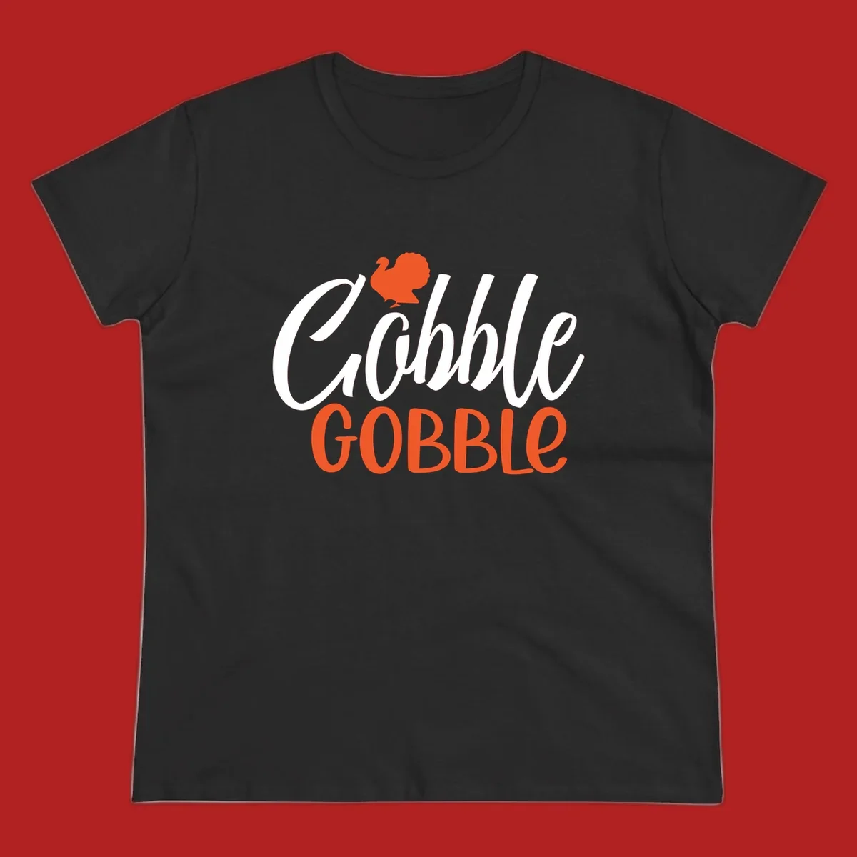 Thanksgiving Gobble Gobble text with a turkey illustration.